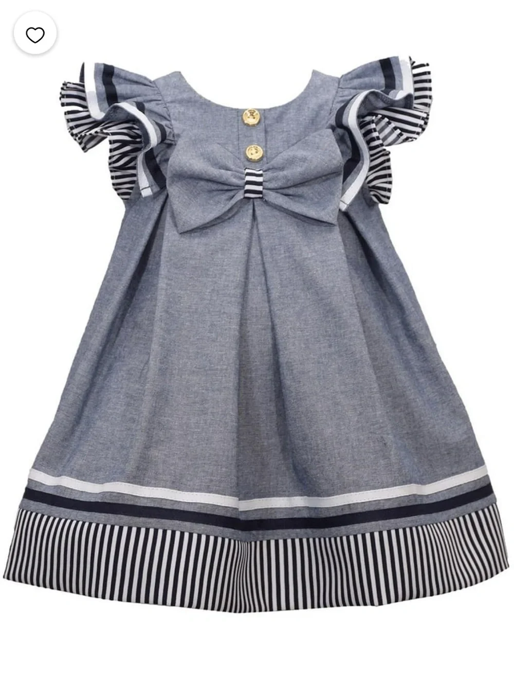 Bonnie Baby Flutter Sleeve Chambray Nautical Dress